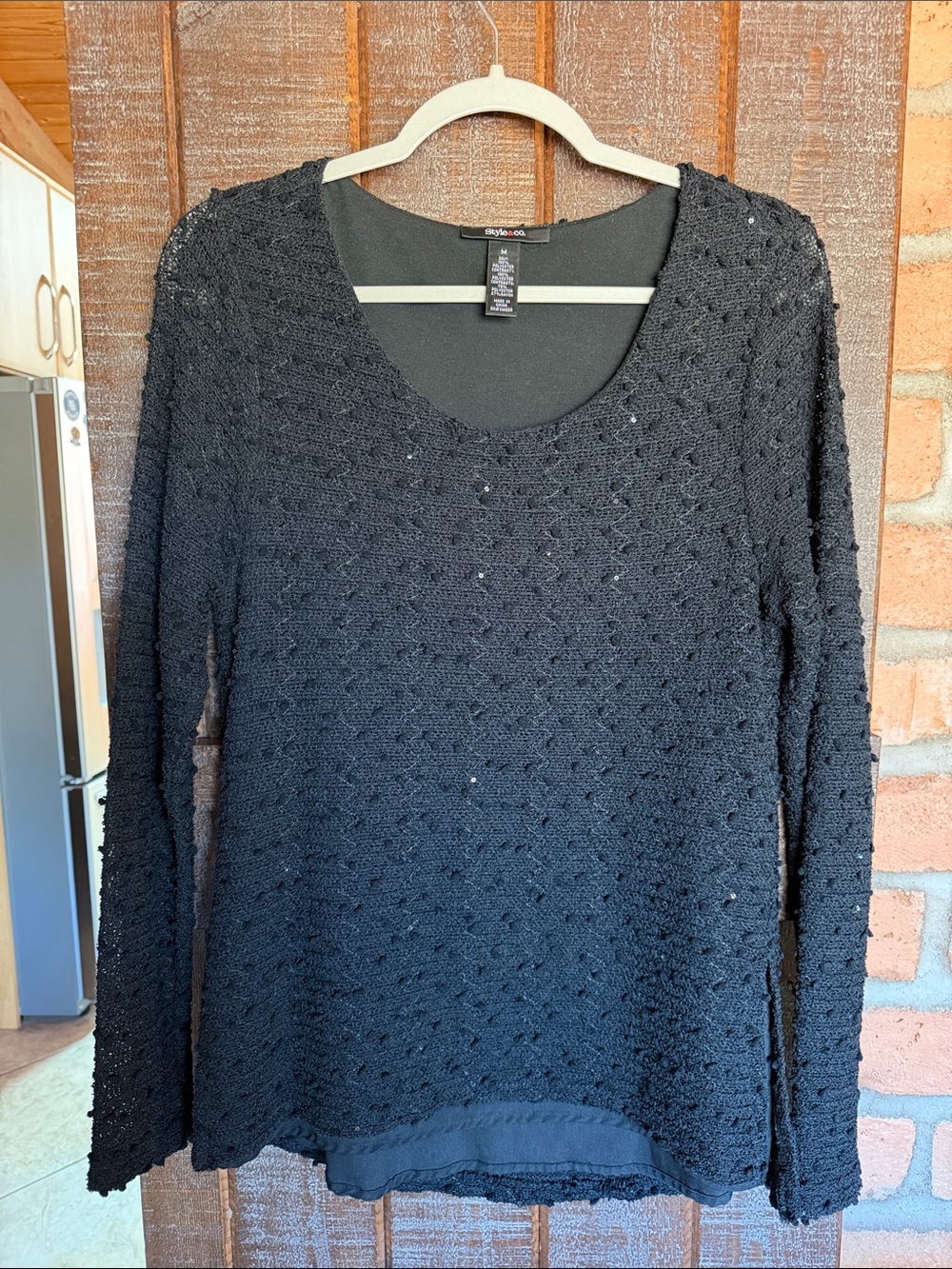 Style & Co black sweater size medium scoop neck flowy office holiday winter